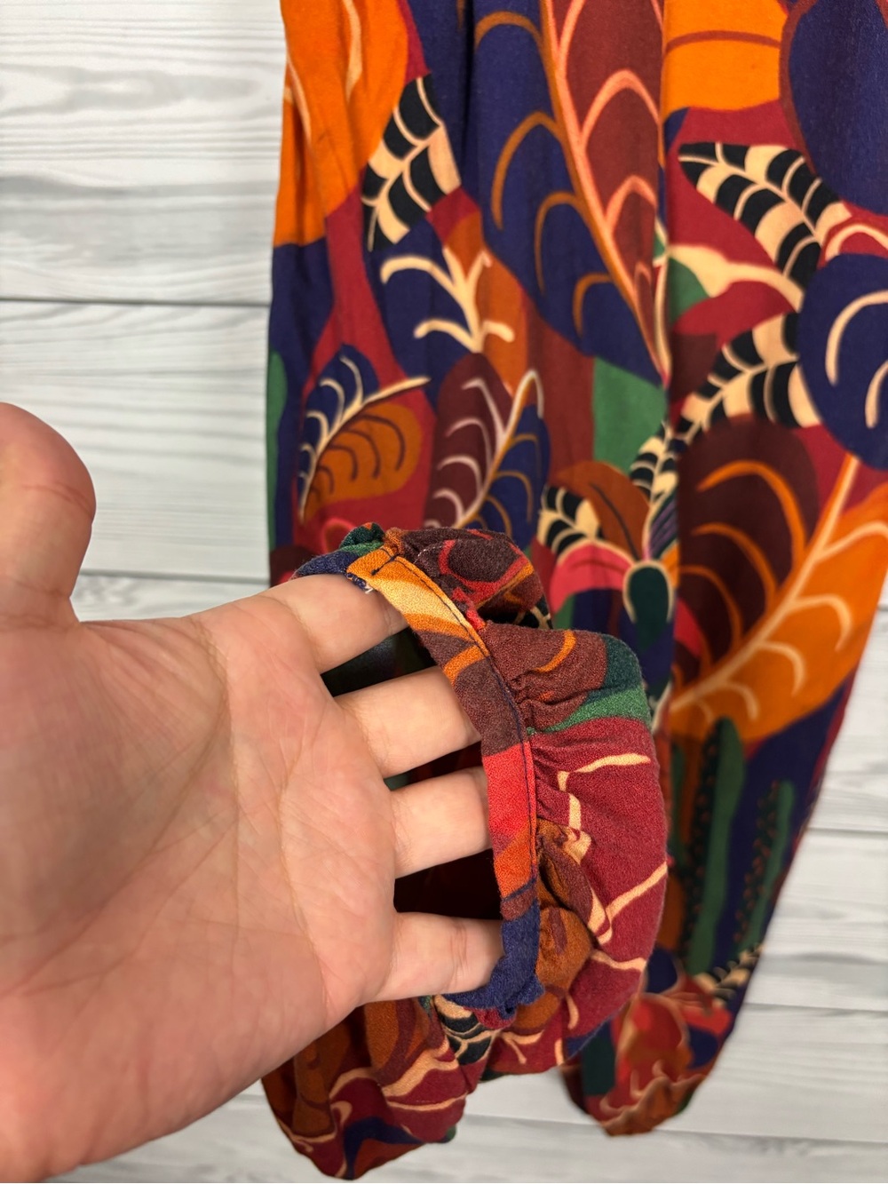 FARM Rio for Anthropologie abstract ruffled jumpsuit size XS colorful - Picture 8 of 14